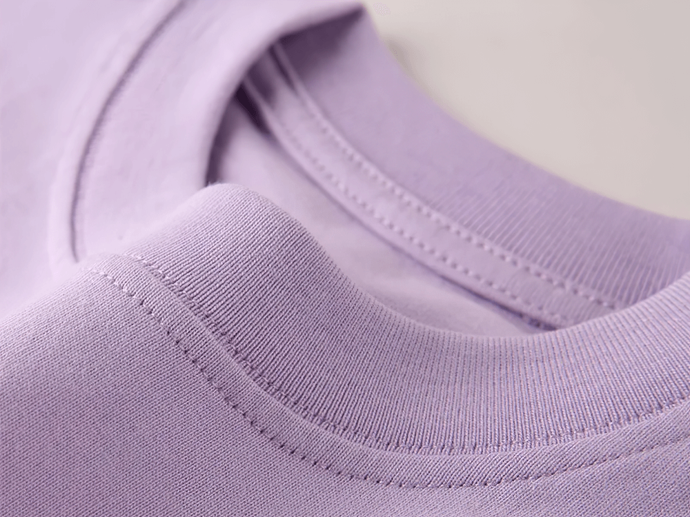 Close-up of kids' lavender short-sleeved cotton T-shirt, SF3121. Soft fabric texture, perfect for casual wear. Stylish and comfortable.
