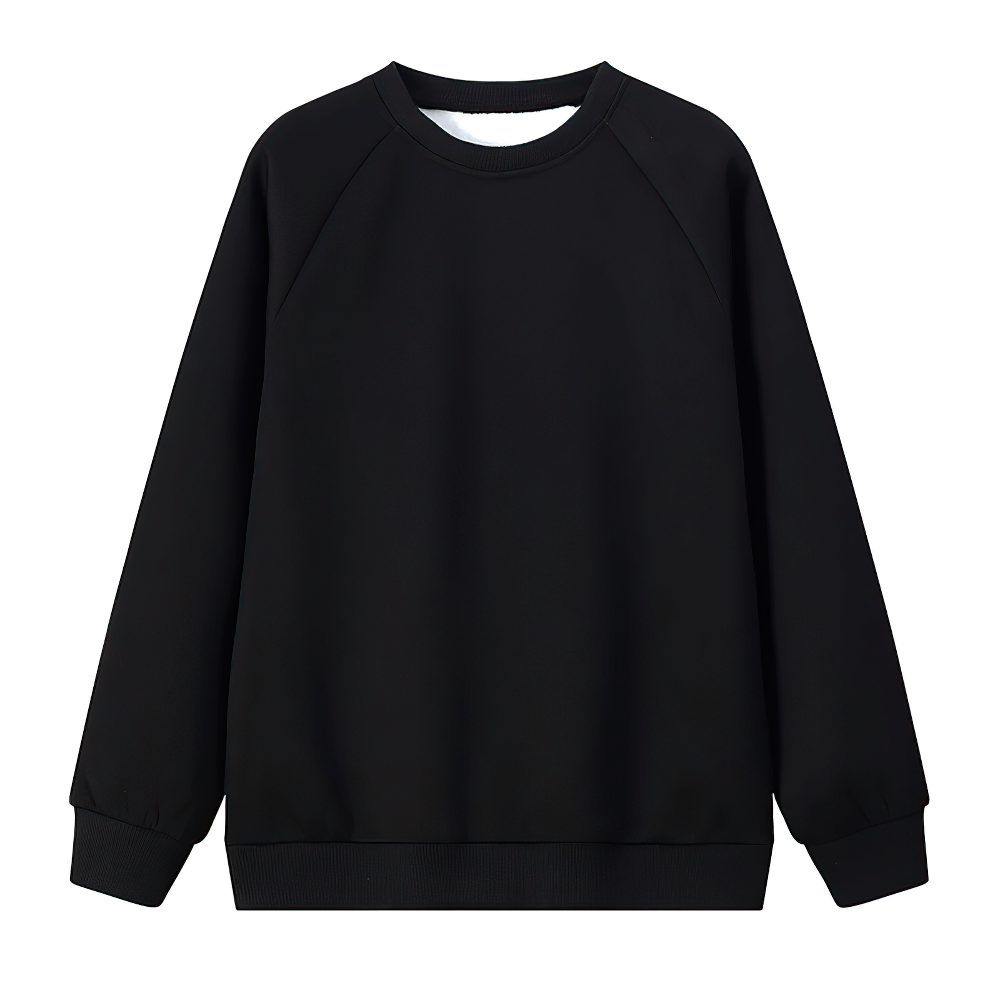 Kids solid black sweatshirt for everyday wear, leisure sports, durable polyester fabric, long sleeve, stylish and comfortable - SF3093