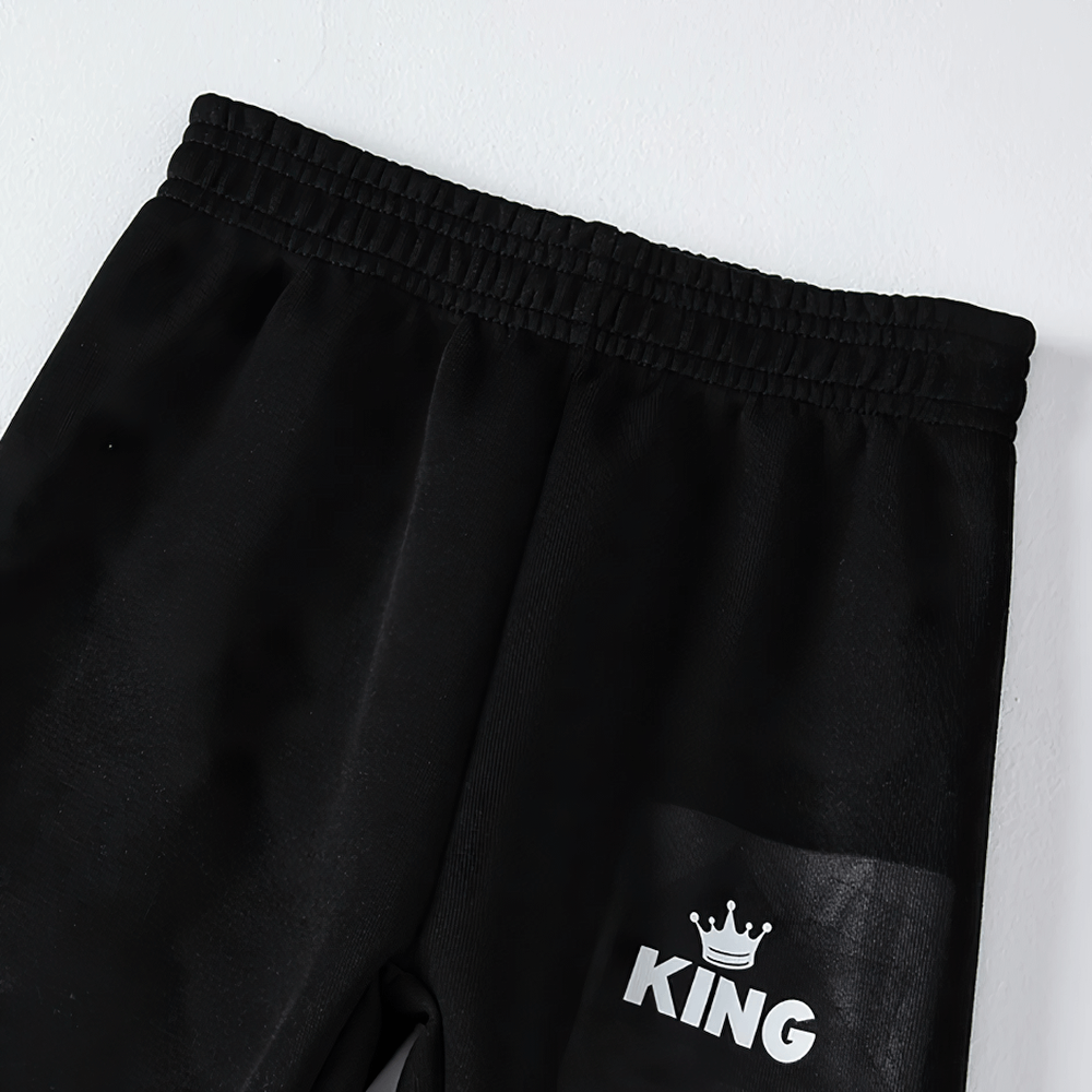 Black Kids Sport Jogger Sweatpants with Elastic Waist - SF3888 featuring 