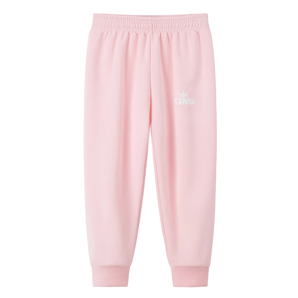 Kids Sport Jogger Sweatpants with Elastic Waist - SF3888 in pink, featuring elastic waistband and ribbed ankle cuffs for active play.