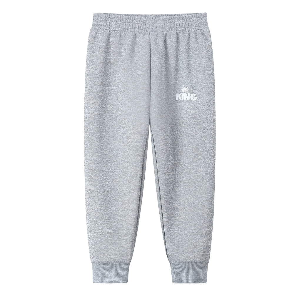Gray Kids Sport Jogger Sweatpants with Elastic Waist - SF3888 featuring ribbed cuffs for active routines.