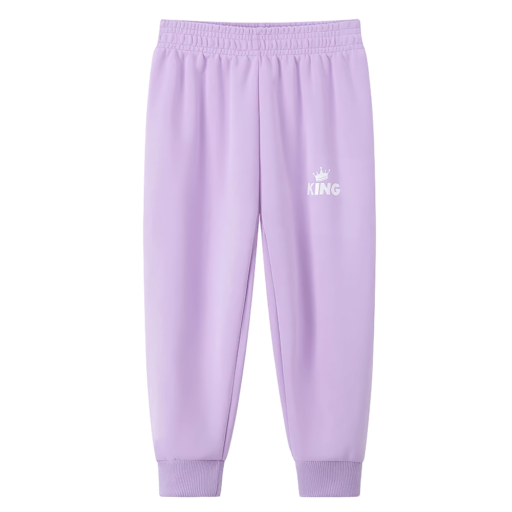 Kids Sport Jogger Sweatpants with Elastic Waist - SF3888 in purple with ribbed cuffs, perfect for active play and casual wear.