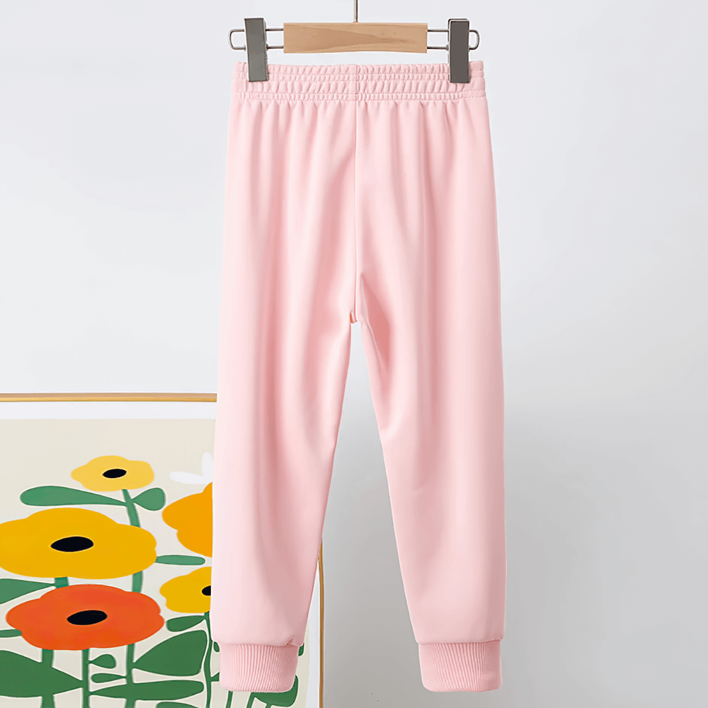 Kids Sport Jogger Sweatpants with Elastic Waist - SF3888 in pink with ribbed cuffs, ideal for active play and casual wear.
