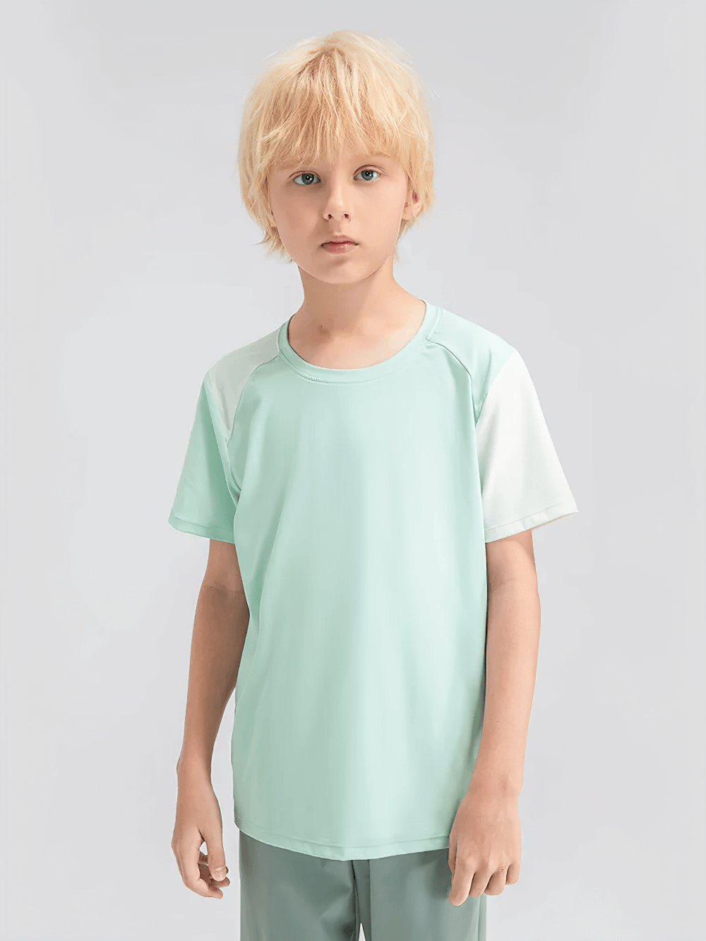 Kids Sport T-Shirt with Mixed Color Raglan Sleeves - SF3856; lightweight and breathable tee for active children, perfect for play and training.