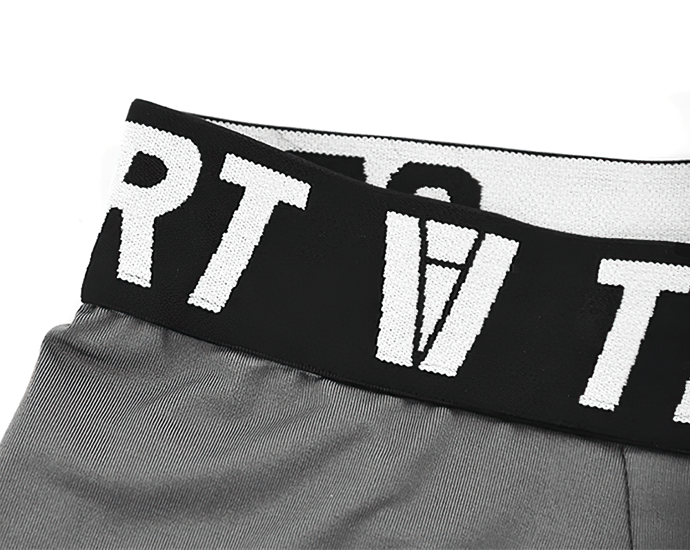 Front view of Kids' Sports Capri Leggings for Fitness - SF3624 showing a stylish elastic waistband with bold letters for active play.