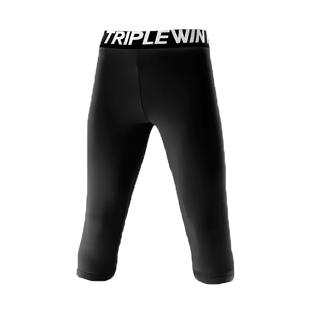 Kids' Sports Capri Leggings for Fitness - SF3624 in black with an elastic waistband for active play and comfort in various sports activities.