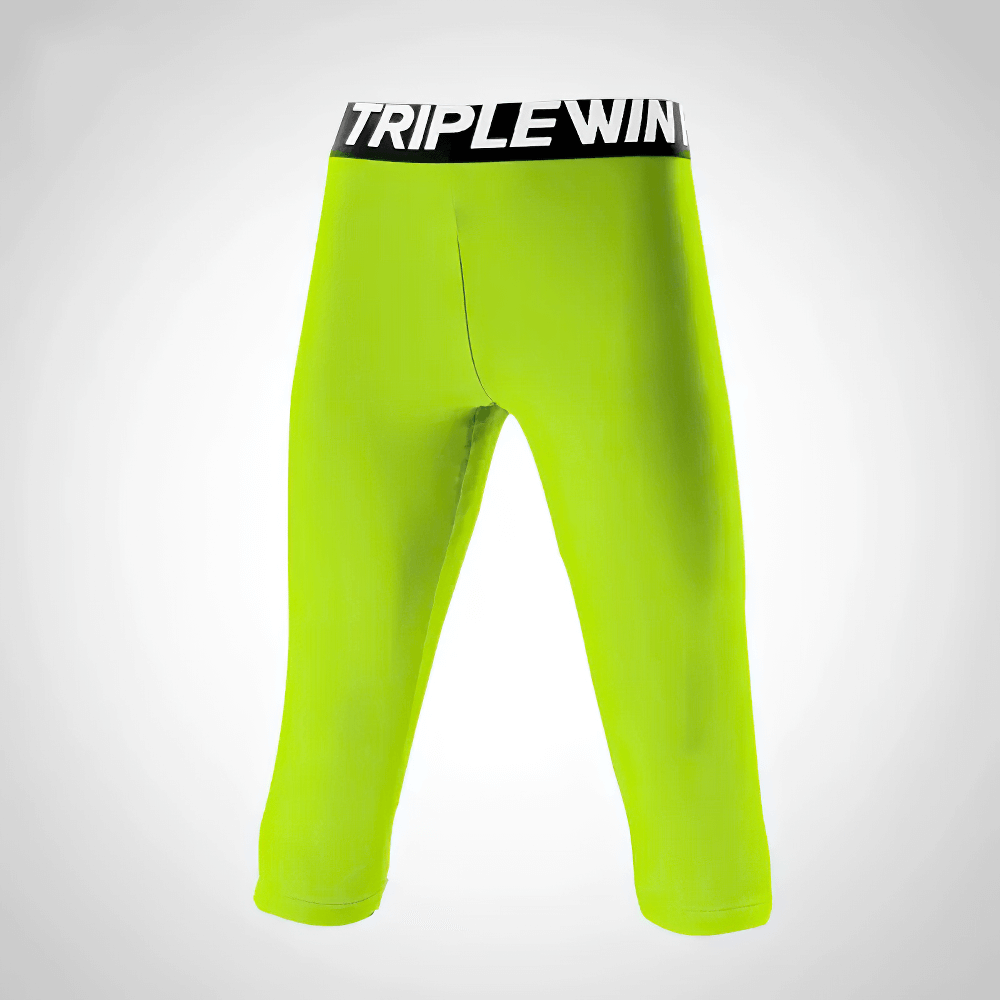 Bright green Kids' Sports Capri Leggings for Fitness - SF3624 with elastic waistband, ideal for active play and sports activities.