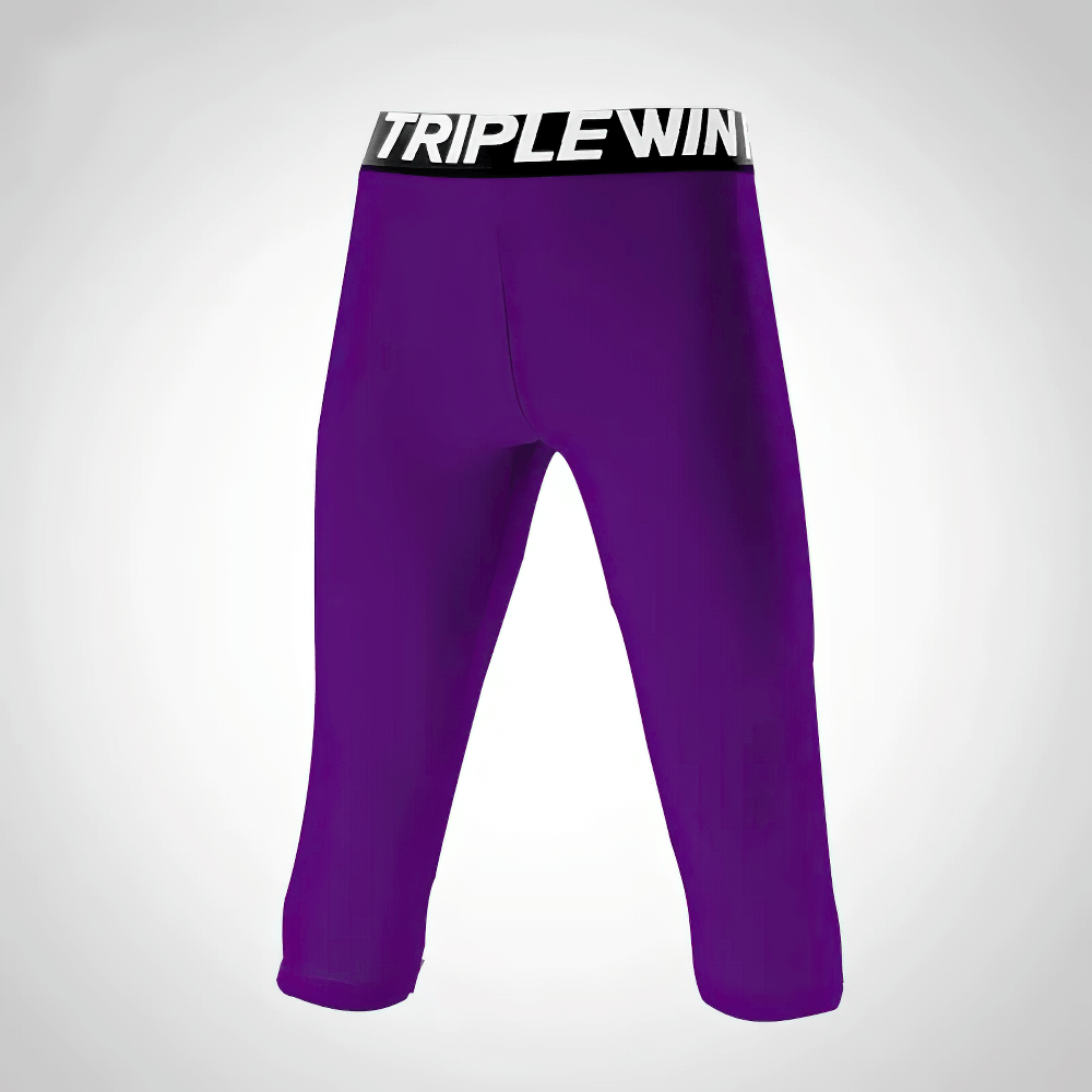 Kids' Sports Capri Leggings for Fitness - SF3624 in vibrant purple color with elastic waistband for active play and comfort.