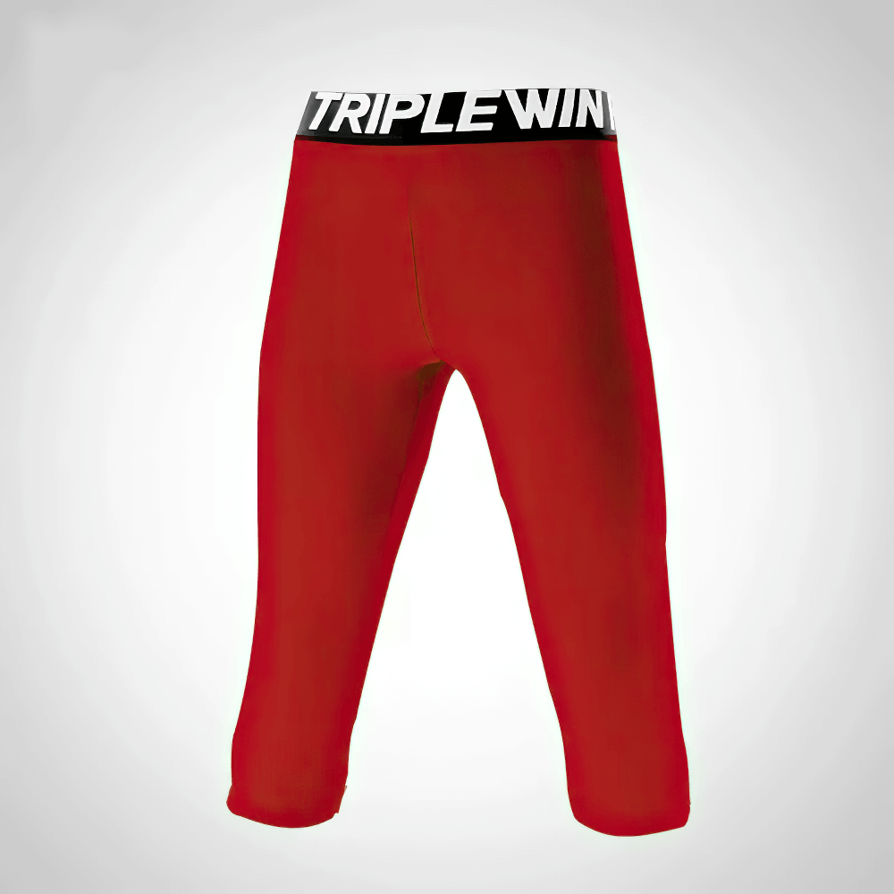 Kids' Sports Capri Leggings for Fitness - SF3624 in vibrant red with knee protection, ideal for active play and sports activities.