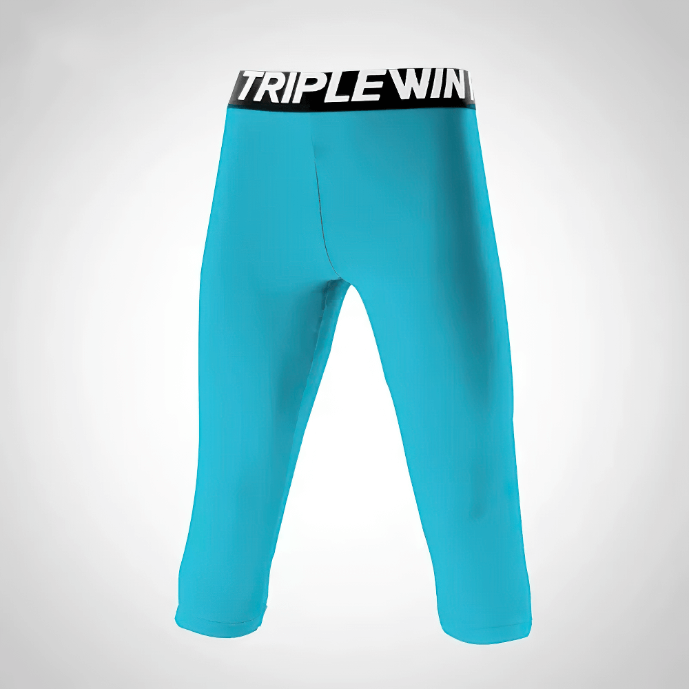 Kids' Sports Capri Leggings for Fitness - SF3624 with elastic waistband in bright blue, ideal for active play and sports activities.