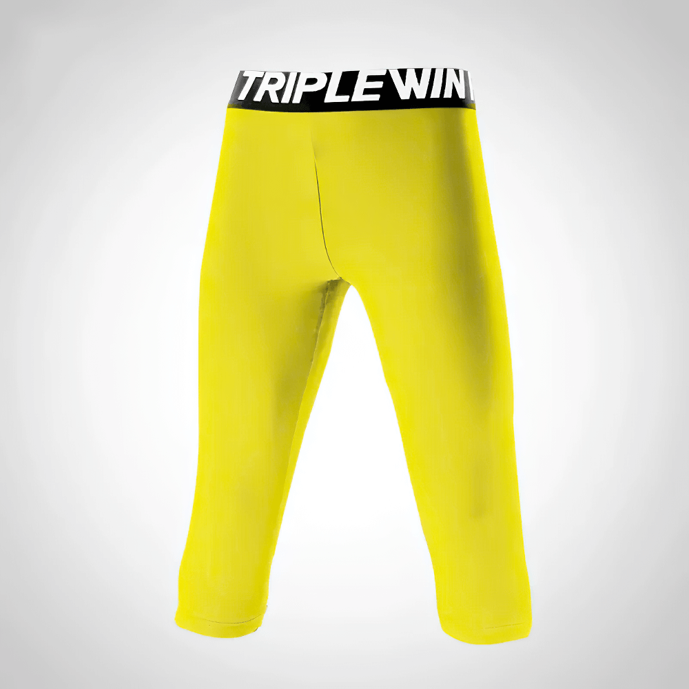 Yellow Kids' Sports Capri Leggings for Fitness - SF3624, ideal for active play, featuring knee protection and stretchy material.