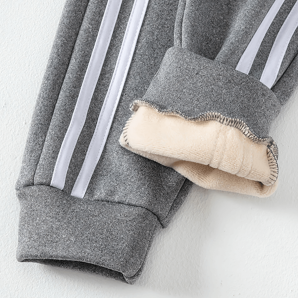 Kids Sports Pants with Plush Lining and Stripes - SF3837 featuring warm plush lining and sporty side stripes for boys and girls.