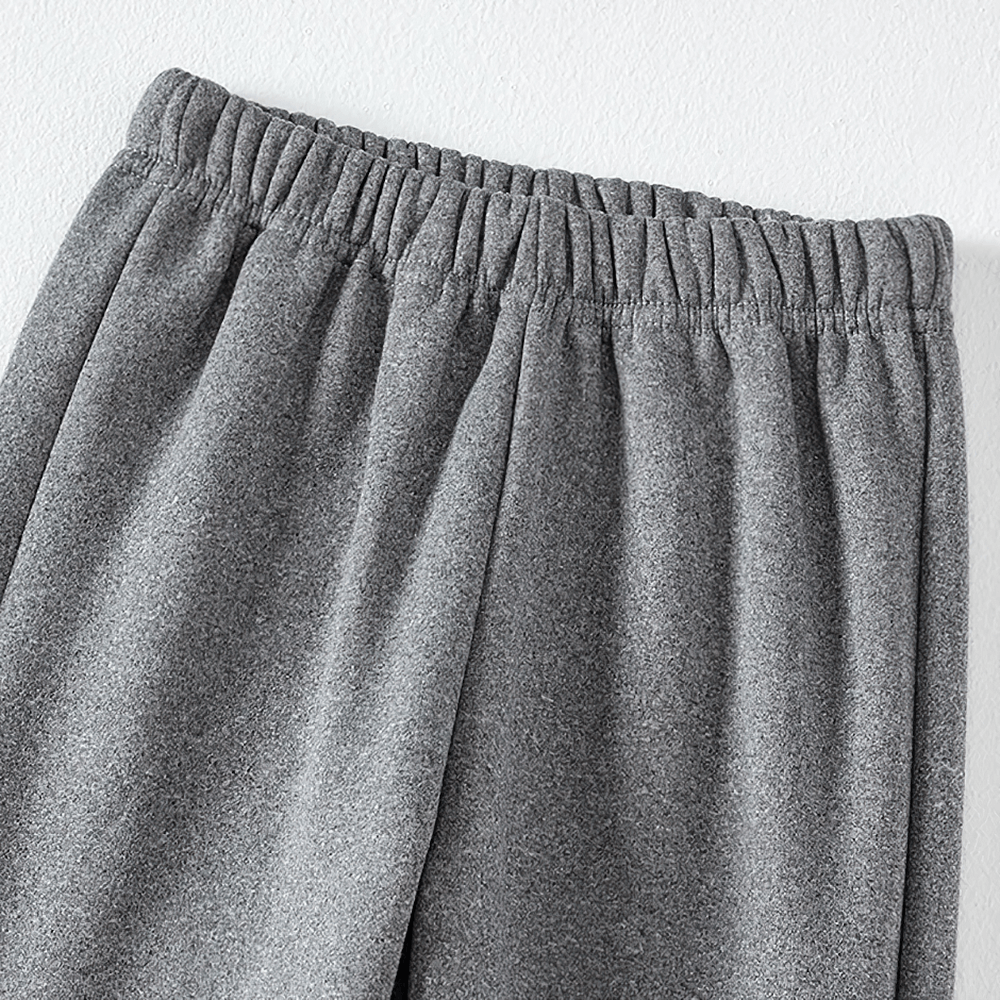 Gray Kids Sports Pants with Plush Lining and Stripes - SF3837, featuring elastic waistband and cozy plush interior for warmth.