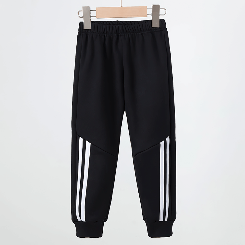 Kids Sports Pants with Plush Lining and Stripes - SF3837 featuring warm lining, elastic waistband, and classic side stripes for boys and girls.