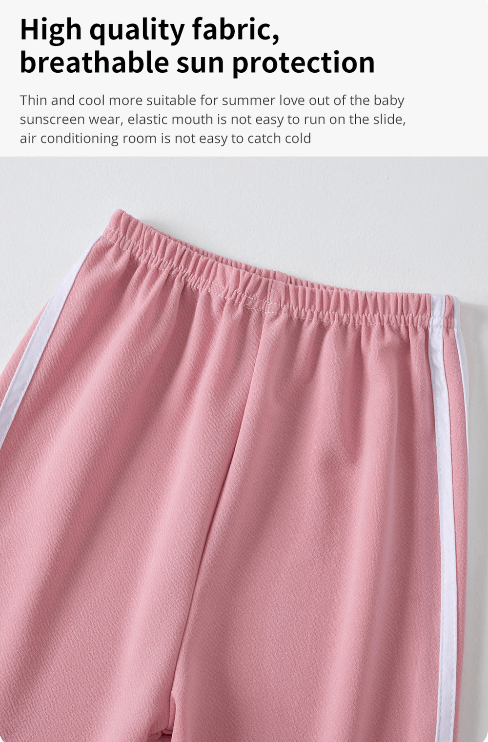 Kids Sports Pants with Striped and Elastic Waist - SF3808, pink style, showcasing elastic waist and side stripes.