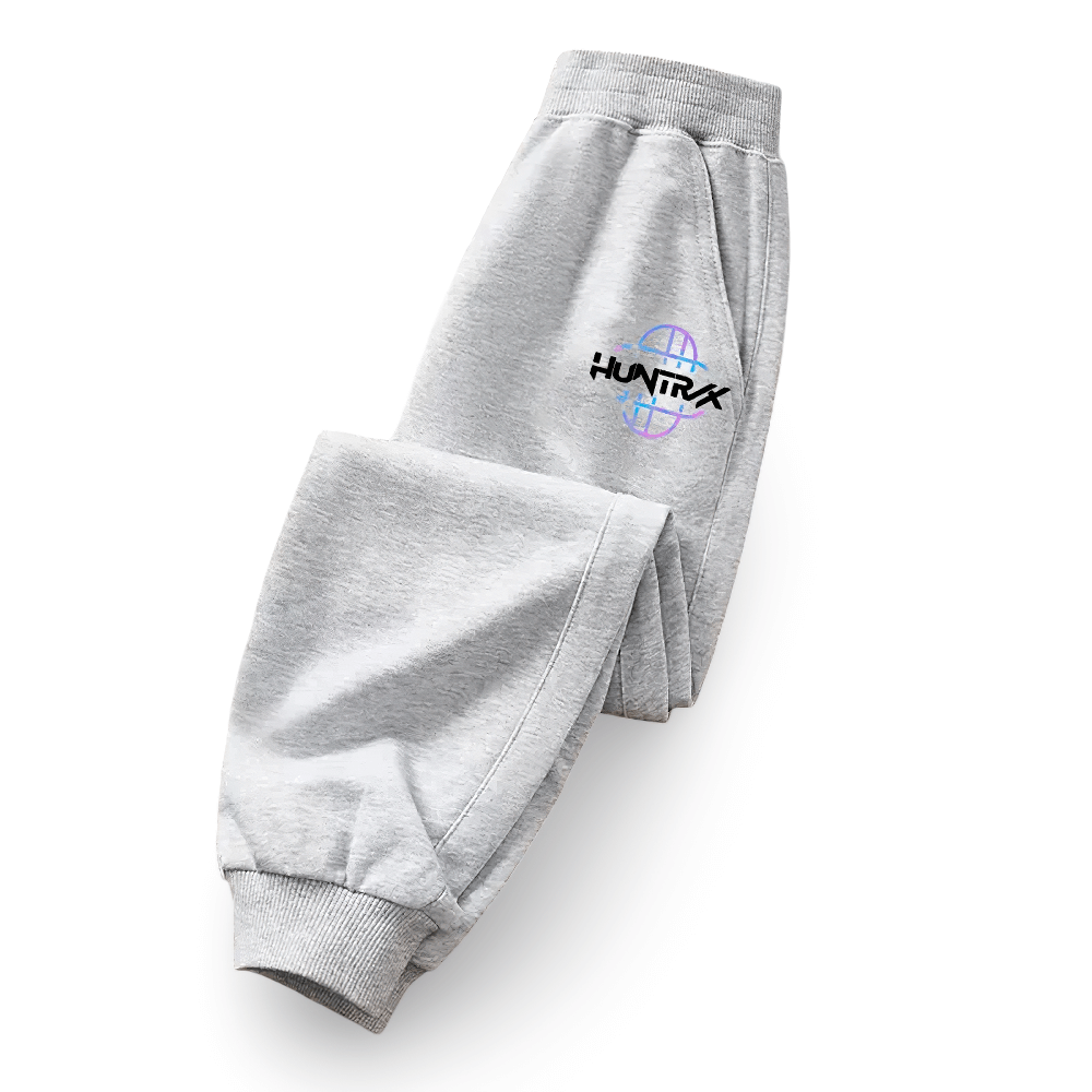 Kids Sporty Jogger Pants with Elastic Cuffs - SF3882 in gray with bold logo, ideal for casual wear and training.