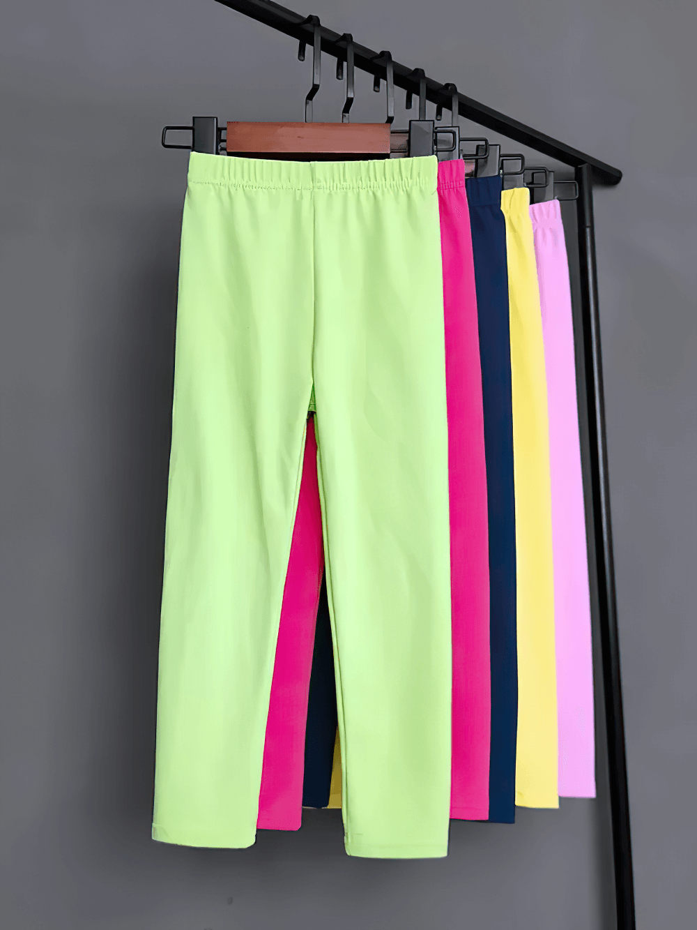 Kids Stretch Leggings in Bright Solid Colors - SF3678 displayed in vibrant hues on hangers