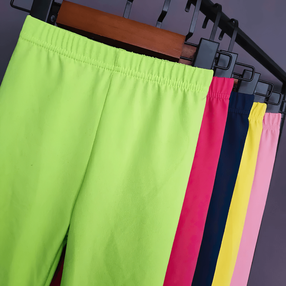 Kids Stretch Leggings in Bright Solid Colors - SF3678: vibrant skinny leggings with elastic waistband for active kids.