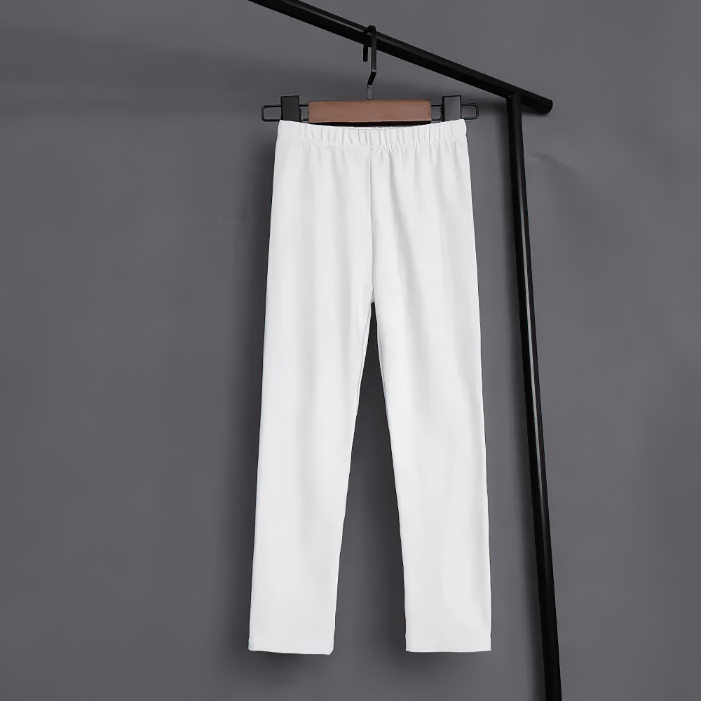 Kids Stretch Leggings in Bright Solid Colors - SF3678 on hanger showcasing sleek design and elastic waistband.