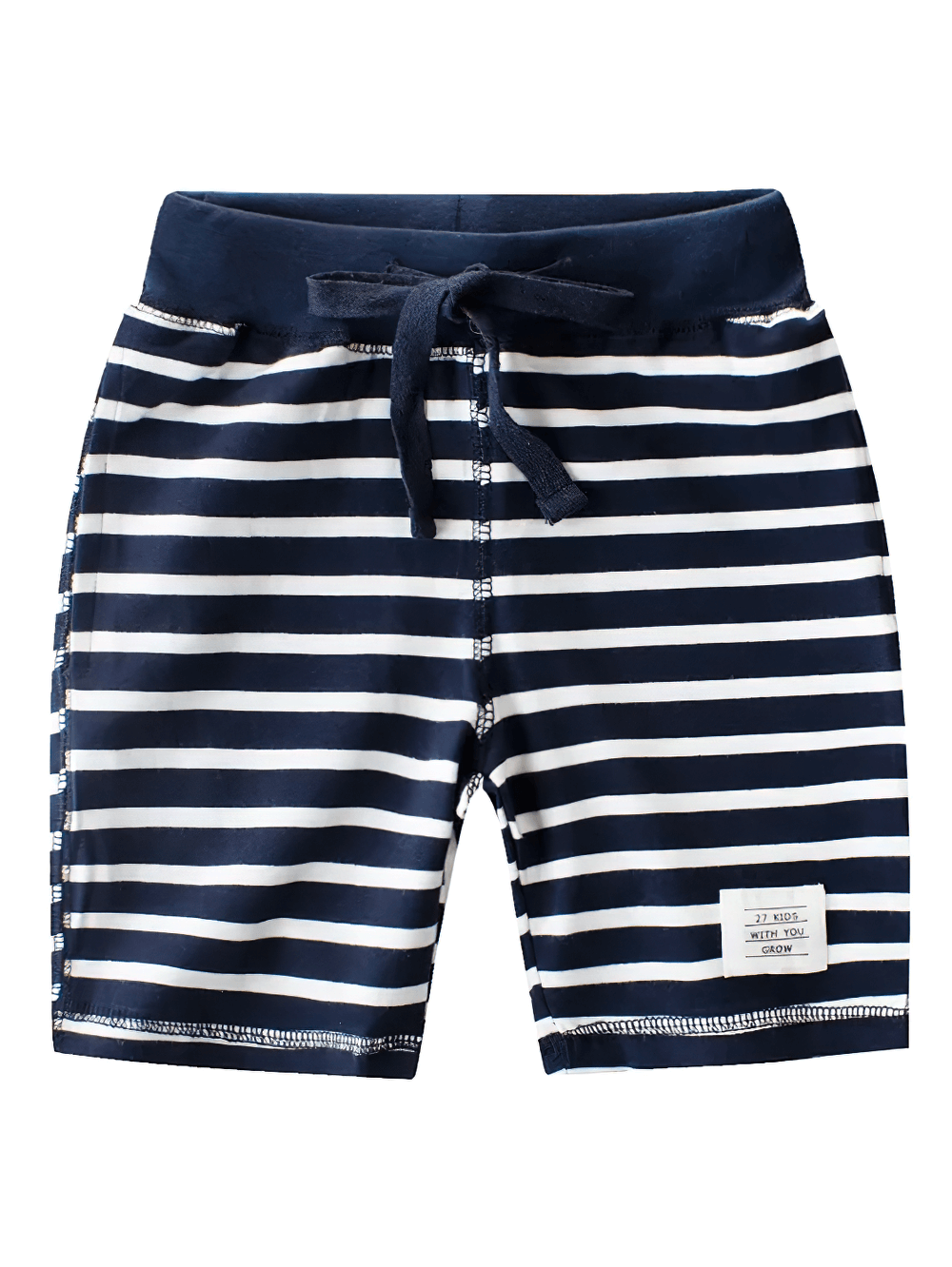 Kids Striped Drawstring Cotton Shorts for Boys - SF3788 navy and white fun stripes