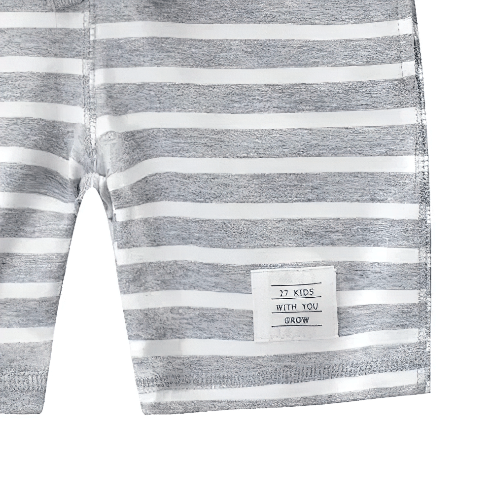 Close-up of Kids Striped Drawstring Cotton Shorts for Boys - SF3788 featuring elastic waist and sporty stripe pattern.