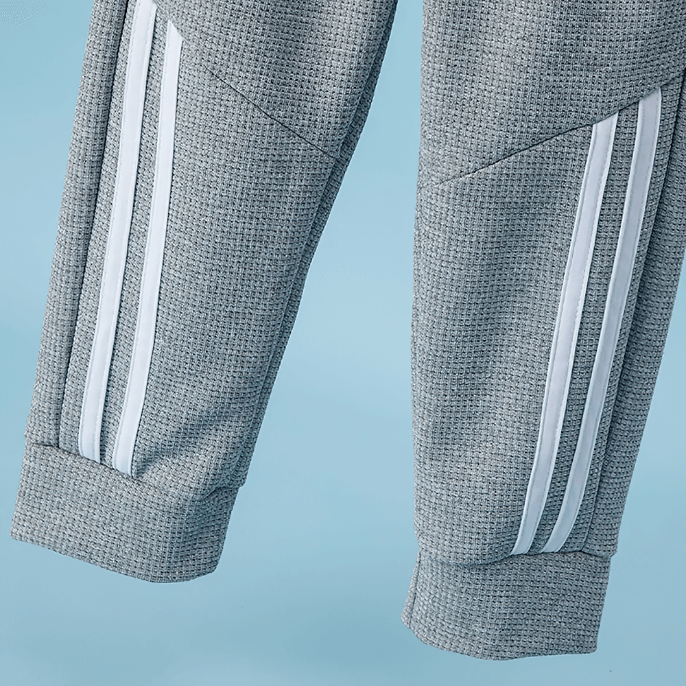 Kids Stylish Waffle Knit Sports Jogger Pants - SF3874 with bold side stripes and ribbed cuffs for athletic fit.