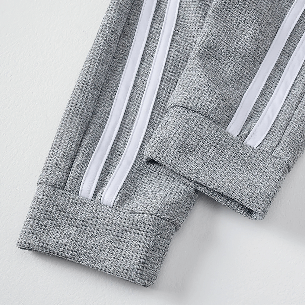 Kids Stylish Waffle Knit Sports Jogger Pants - SF3874 with ribbed cuffs and bold side stripes for active movement.