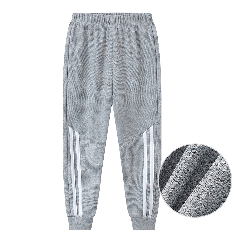 Kids Stylish Waffle Knit Sports Jogger Pants - SF3874 with waffle design and bold side stripes for active wear