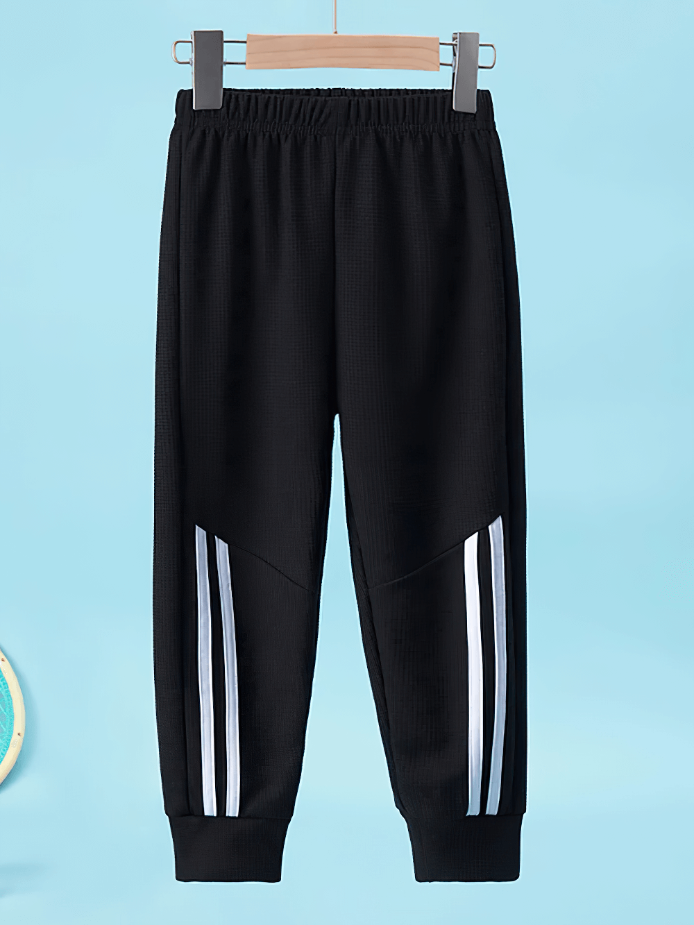 Kids Stylish Waffle Knit Sports Jogger Pants - SF3874 with bold side stripes and ribbed cuffs. Ideal for active children.