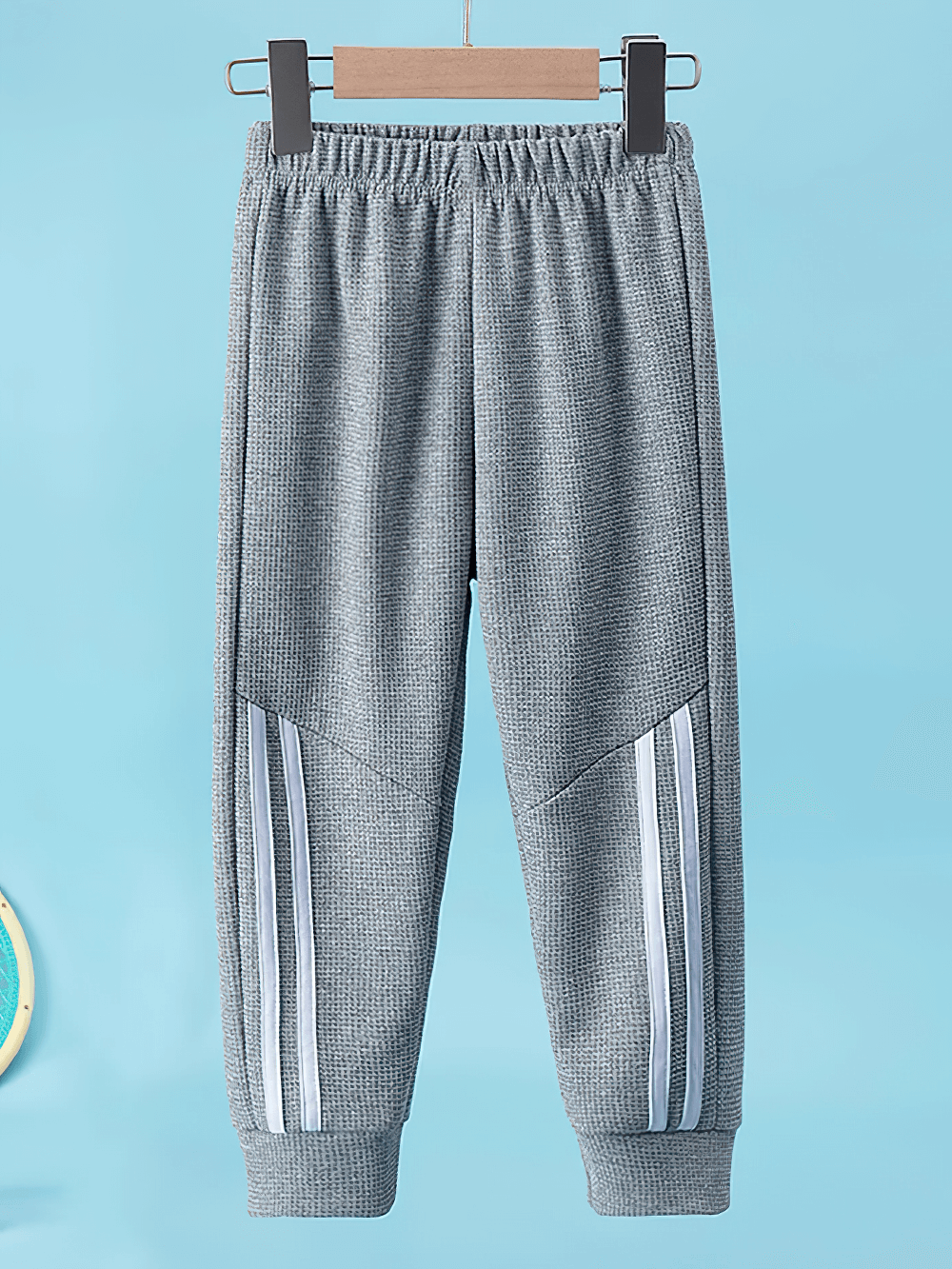 Kids Stylish Waffle Knit Sports Jogger Pants - SF3874 with bold side stripes and elastic waist.