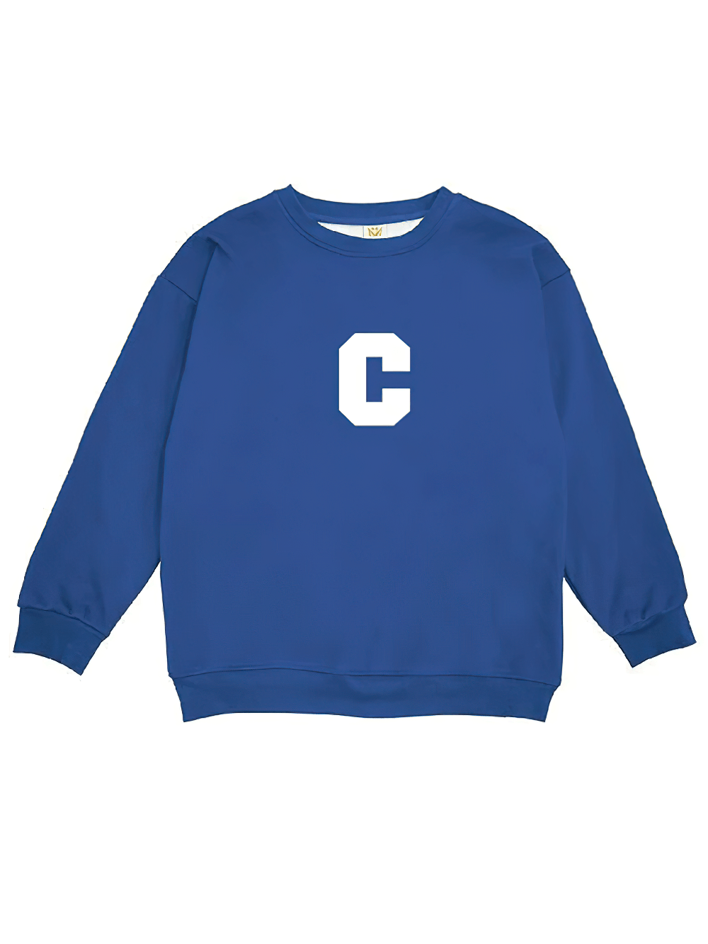 Kids Sweatshirt with Bold Letter C Design - SF3664, trendy varsity style pullover in blue with ribbed cuffs and a sporty logo