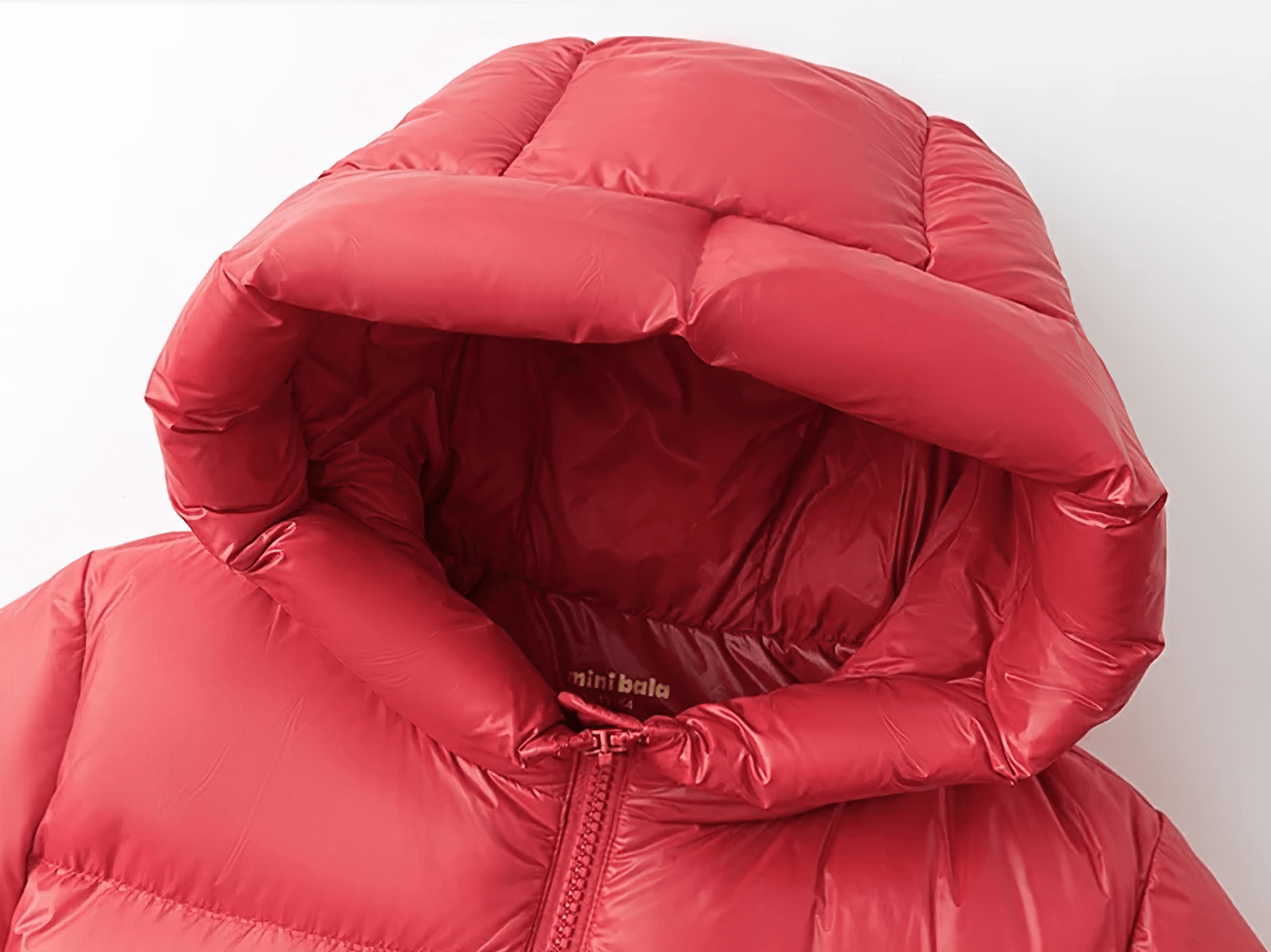 Kids Thermal Down Puffer Jacket with Hood - SF3695 in vibrant red with cozy insulated hood, ideal for cold weather fun.