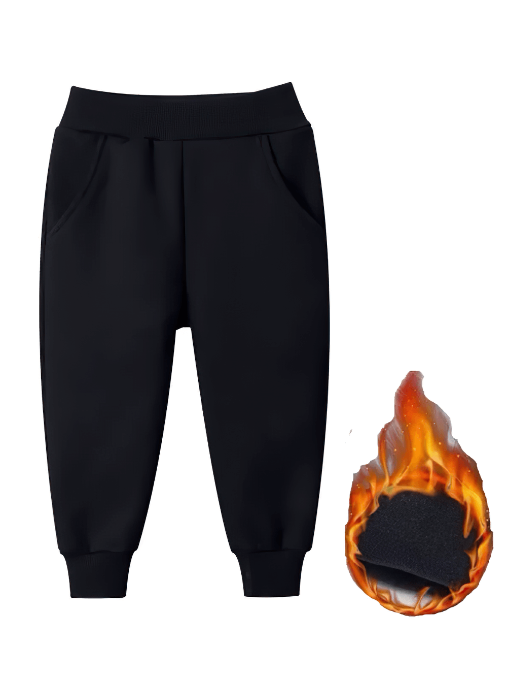 Kids' Warm Fleece Lined Jogger Pants - SF3889 featuring elastic waist and rib cuffs for winter comfort, ideal for active kids.