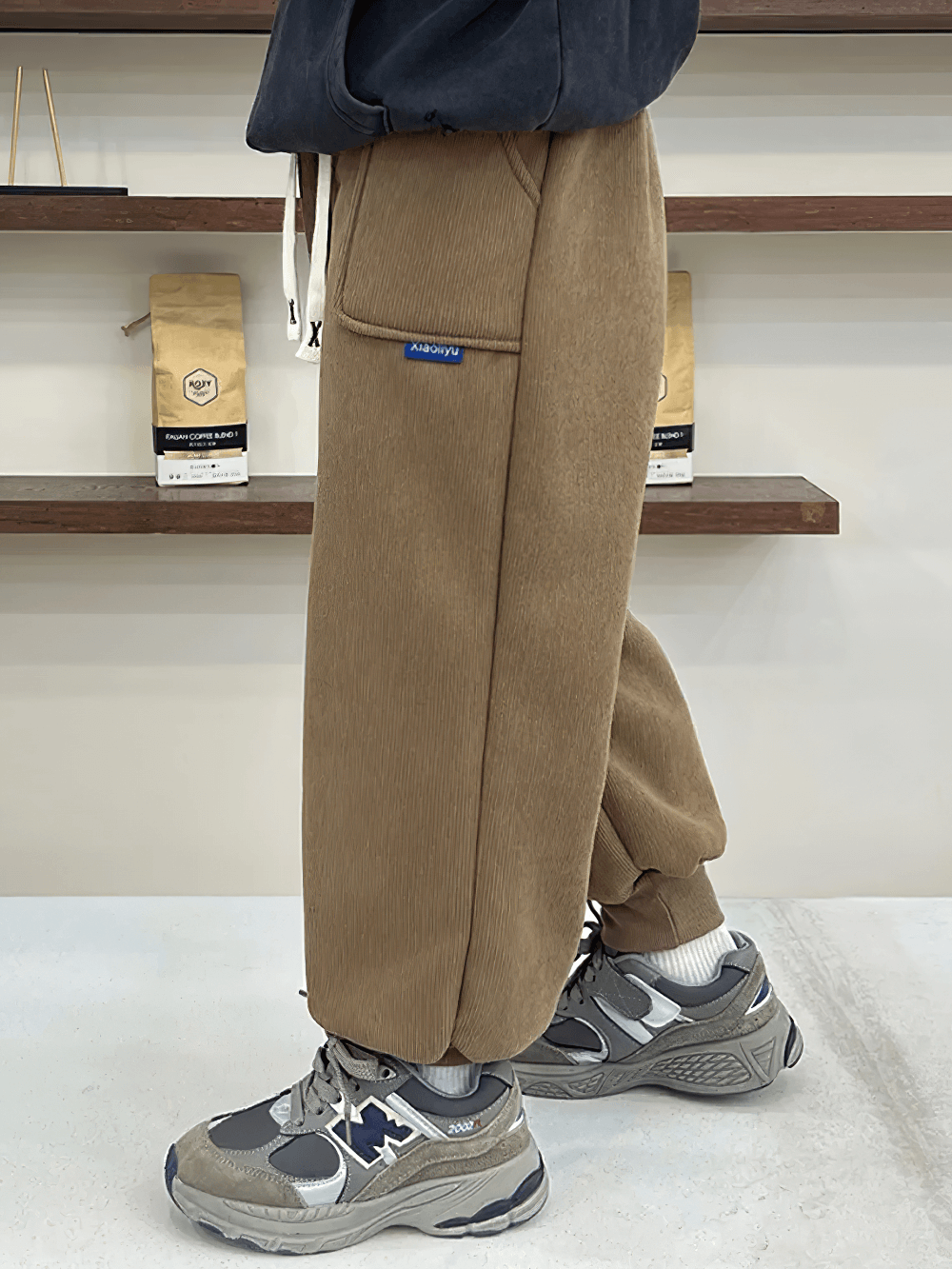 Kids Warm Fleece Pants with Elastic Waist - SF3740 in brown, showcasing a warm and stylish winter design with ankle-length fit.