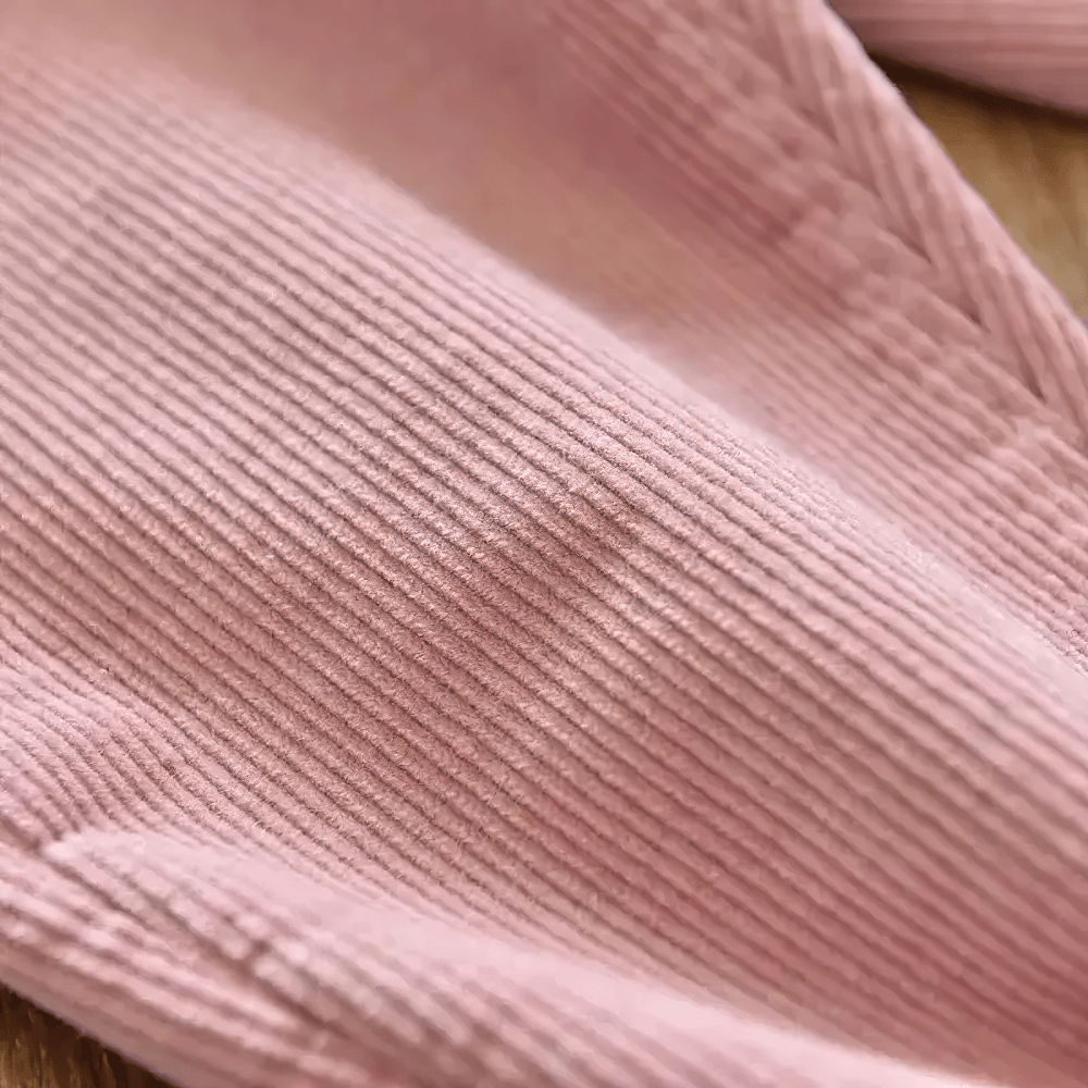 Close-up of Kids Warm Pants with Elastic Waist and Fleece Lined - SF3803 showcasing pink corduroy texture.