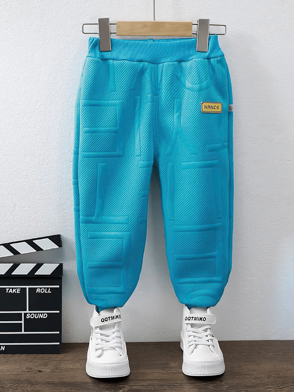 Vibrant Kids Warm Sport Jogger Pants with Elastic Waist - SF3884 displayed with matching shoes for active kids.