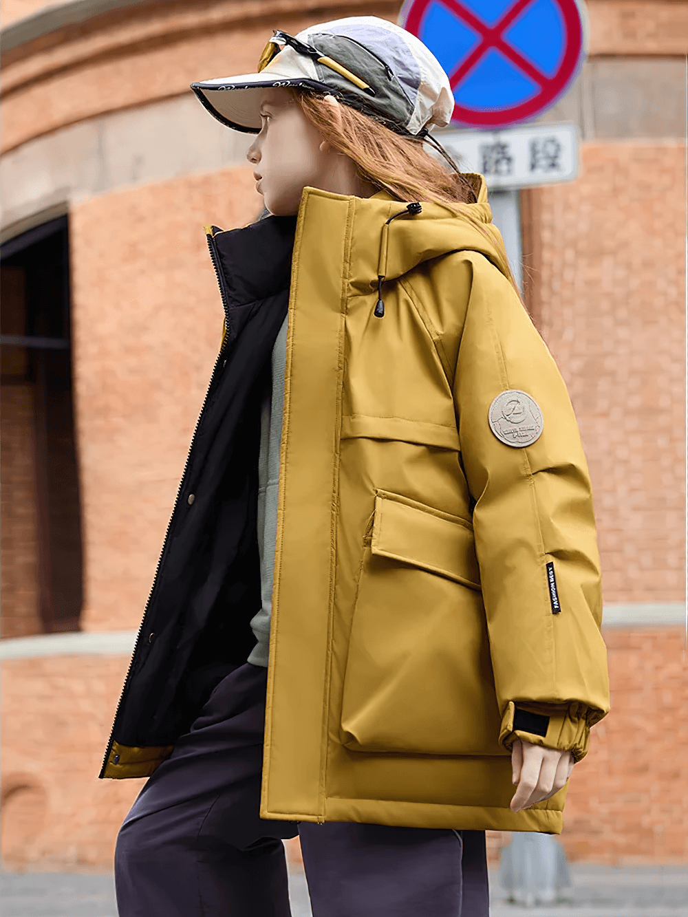 Child wearing a Kids Waterproof Hooded Puffer Jacket with Pockets - SF3632 in urban setting