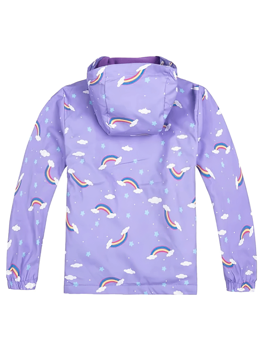 Kids Waterproof Rainbow Jacket with Hood - SF3830, girls windbreaker with hood featuring a playful rainbow design and waterproof exterior.