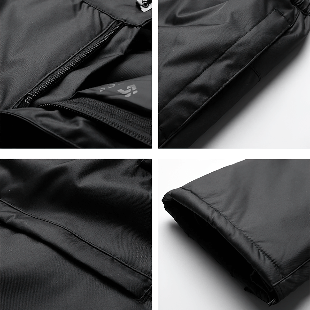 Close-up details of Kids Waterproof Ski Pants with Adjustable Straps - SF3729 showing fabric and zipper features.