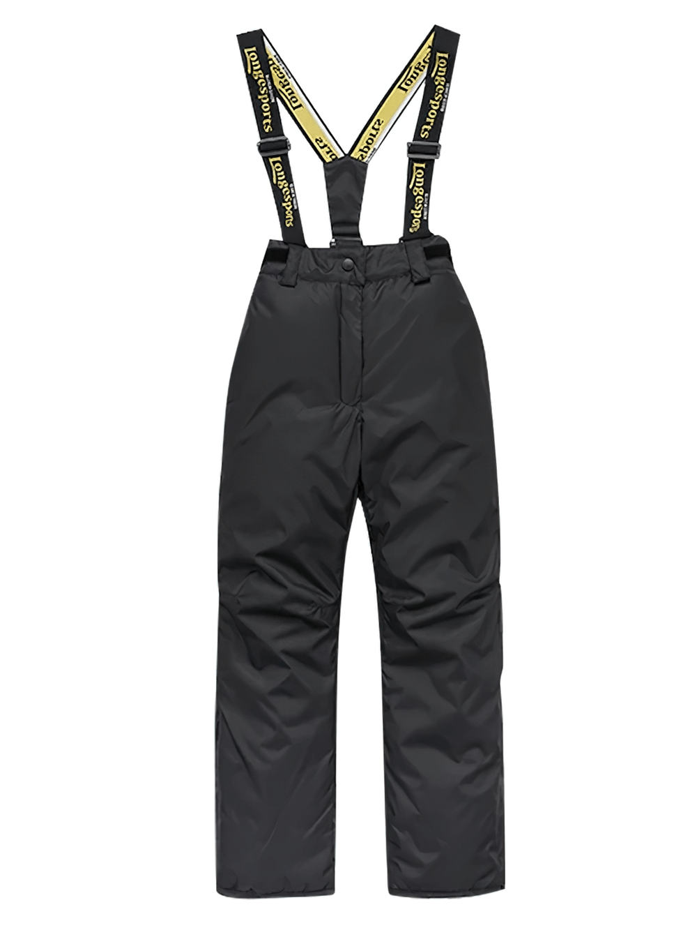 Kids Waterproof Ski Pants with Adjustable Straps - SF3729 in black, displaying durable snowproof fabric for winter adventures.