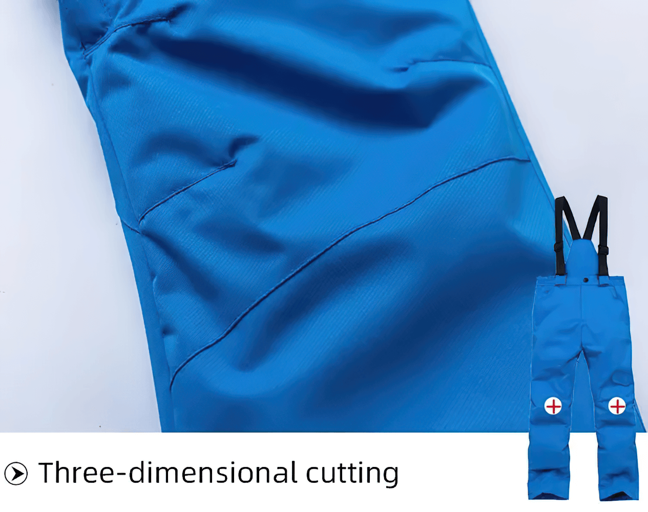 Kids Windproof and Waterproof Ski Bib Pants - SF3730, showcasing three-dimensional cutting for enhanced fit and performance in blue.