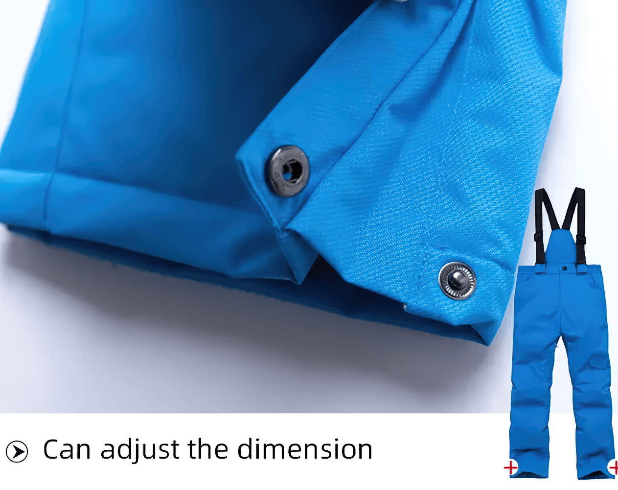 Kids Windproof and Waterproof Ski Bib Pants - SF3730 with adjustable straps in vibrant blue color.