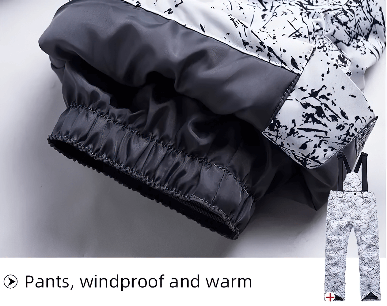 Kids Windproof and Waterproof Ski Bib Pants - SF3730, showing detail of fabric and design.