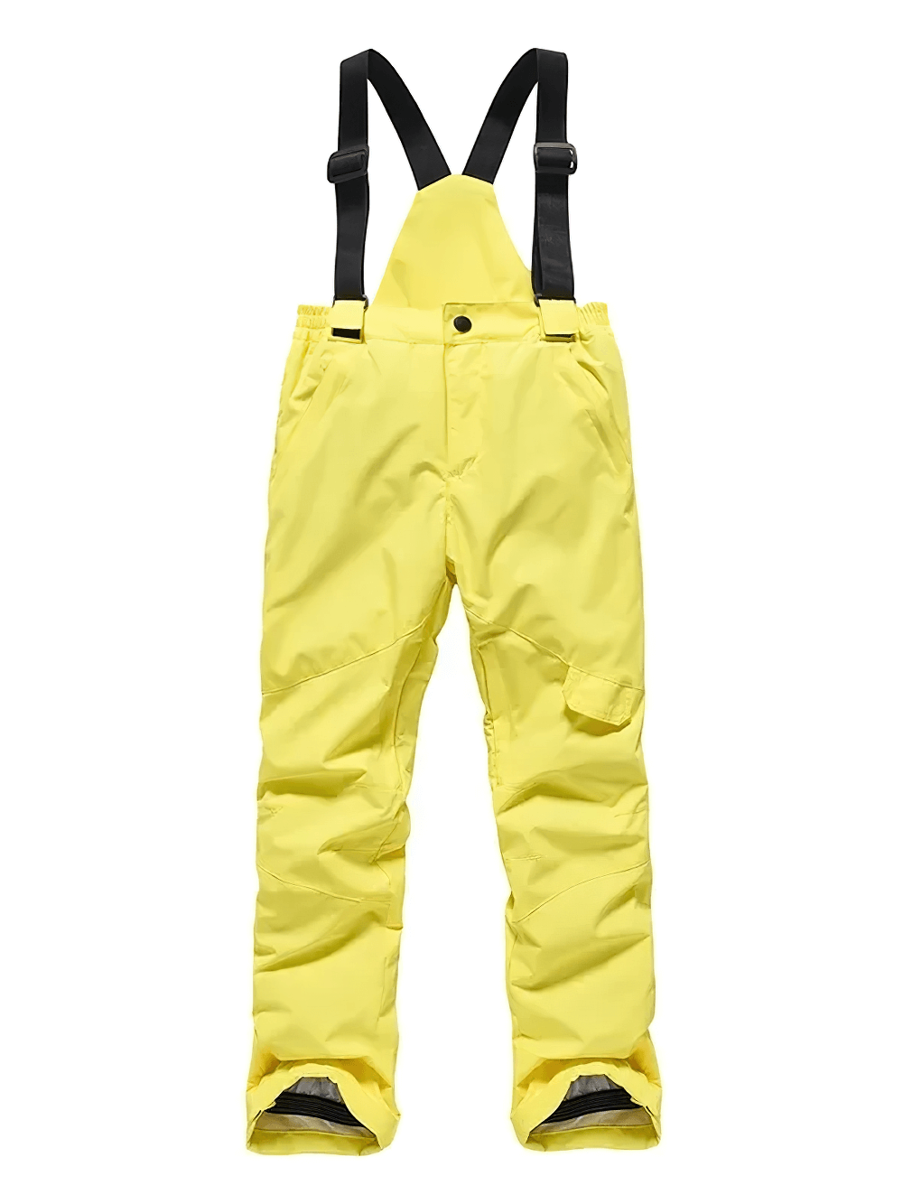 Bright yellow Kids Windproof and Waterproof Ski Bib Pants - SF3730 with adjustable straps, ideal for winter sports and snowboarding.