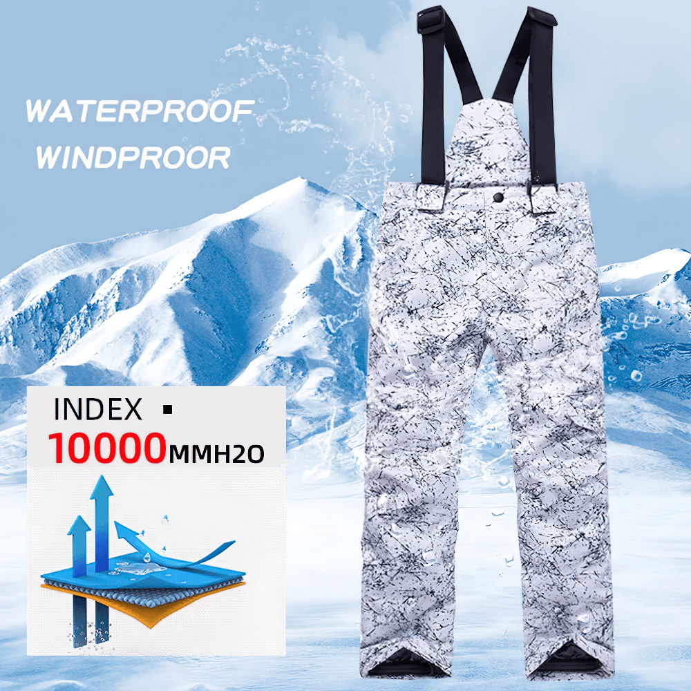 Kids Windproof and Waterproof Ski Bib Pants - SF3730 against snowy mountain backdrop
