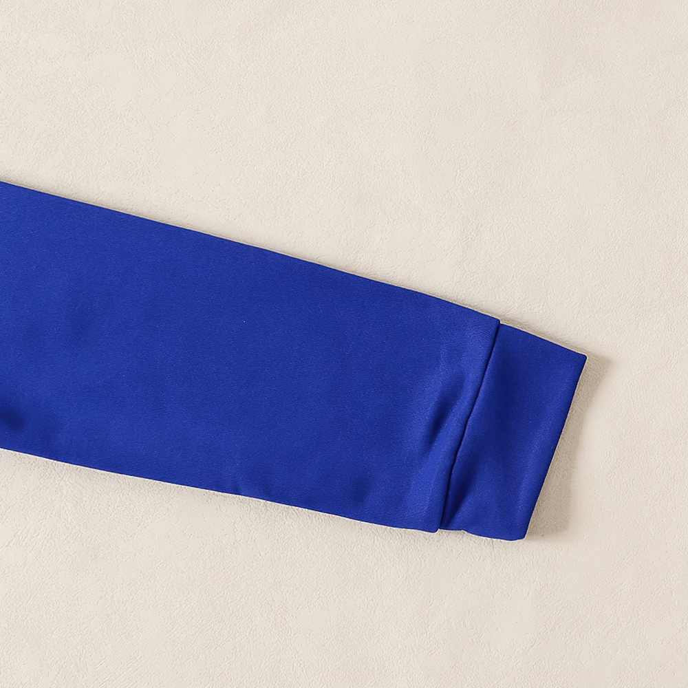 Close-up of blue sleeve on Kid's Zip-up Hoodie with Contrast Sleeves - SF3666