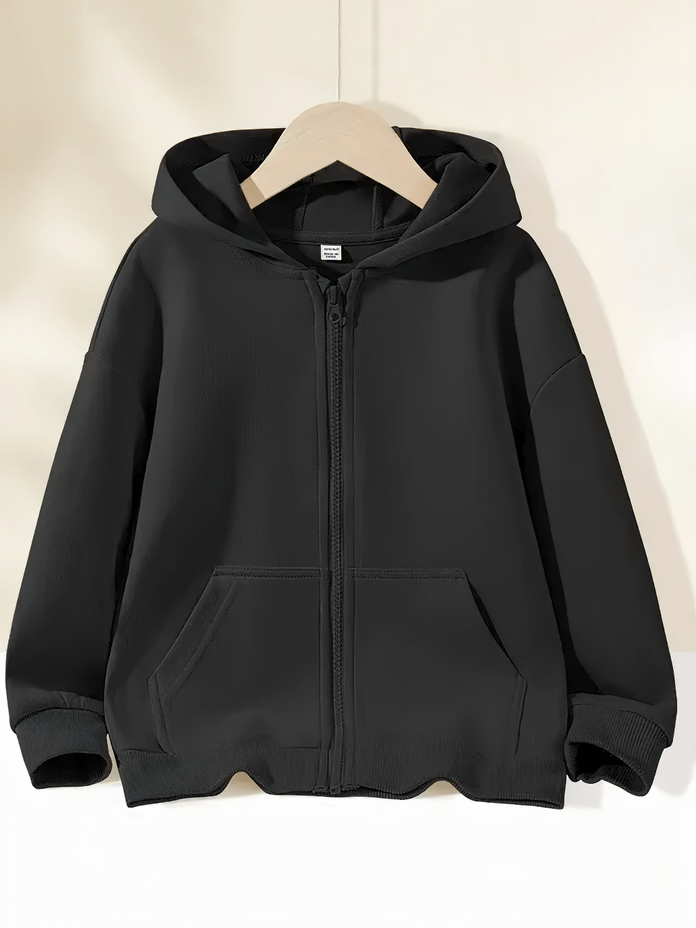 Kids Zip Up Hoodie with Pockets and Everyday Style - SF3670 in black, perfect for casual wear and convenience.