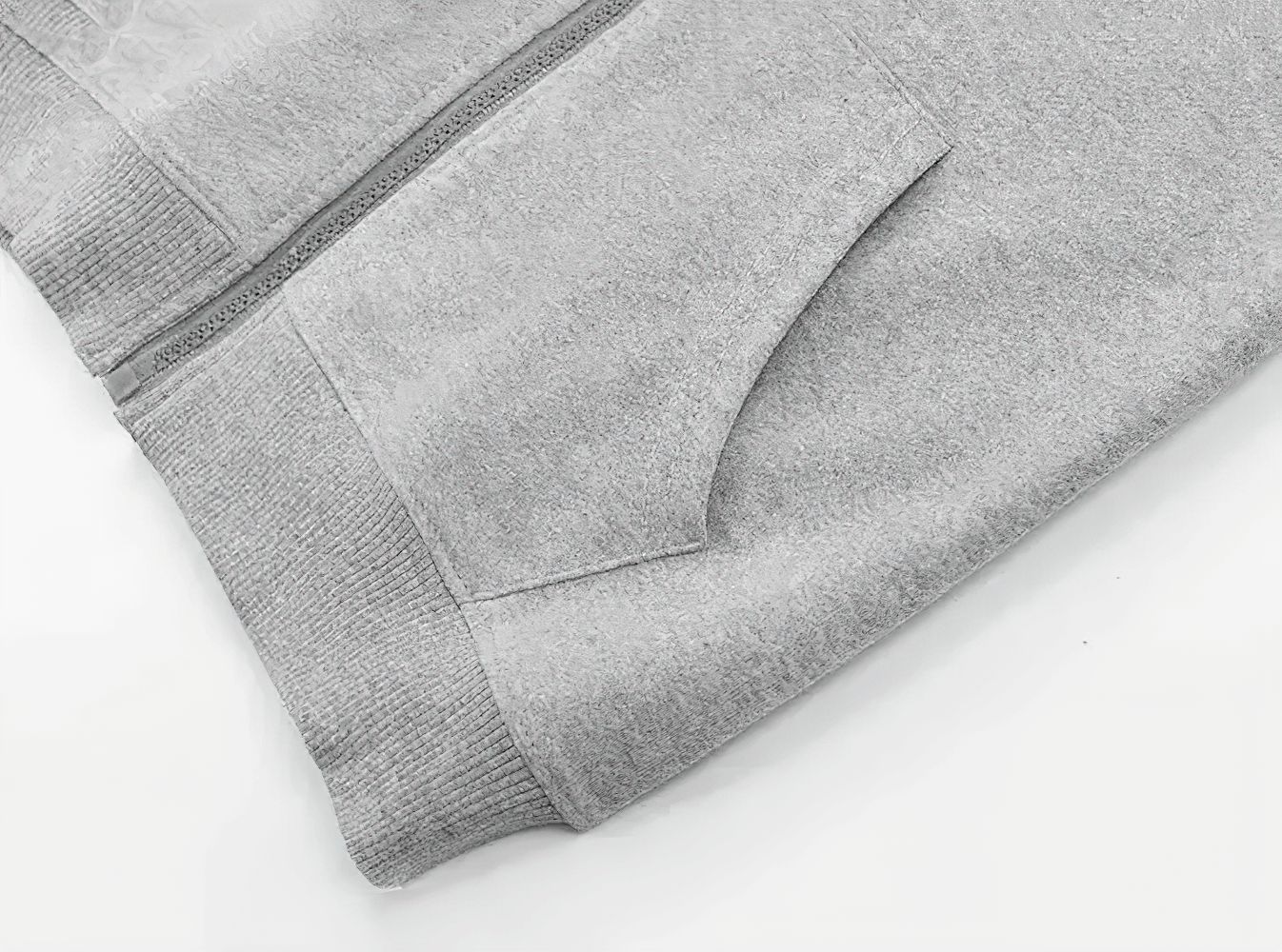 Close-up view of a gray Kids Zip Up Hoodie with Pockets and Everyday Style - SF3670, showcasing the pocket and zipper detail.