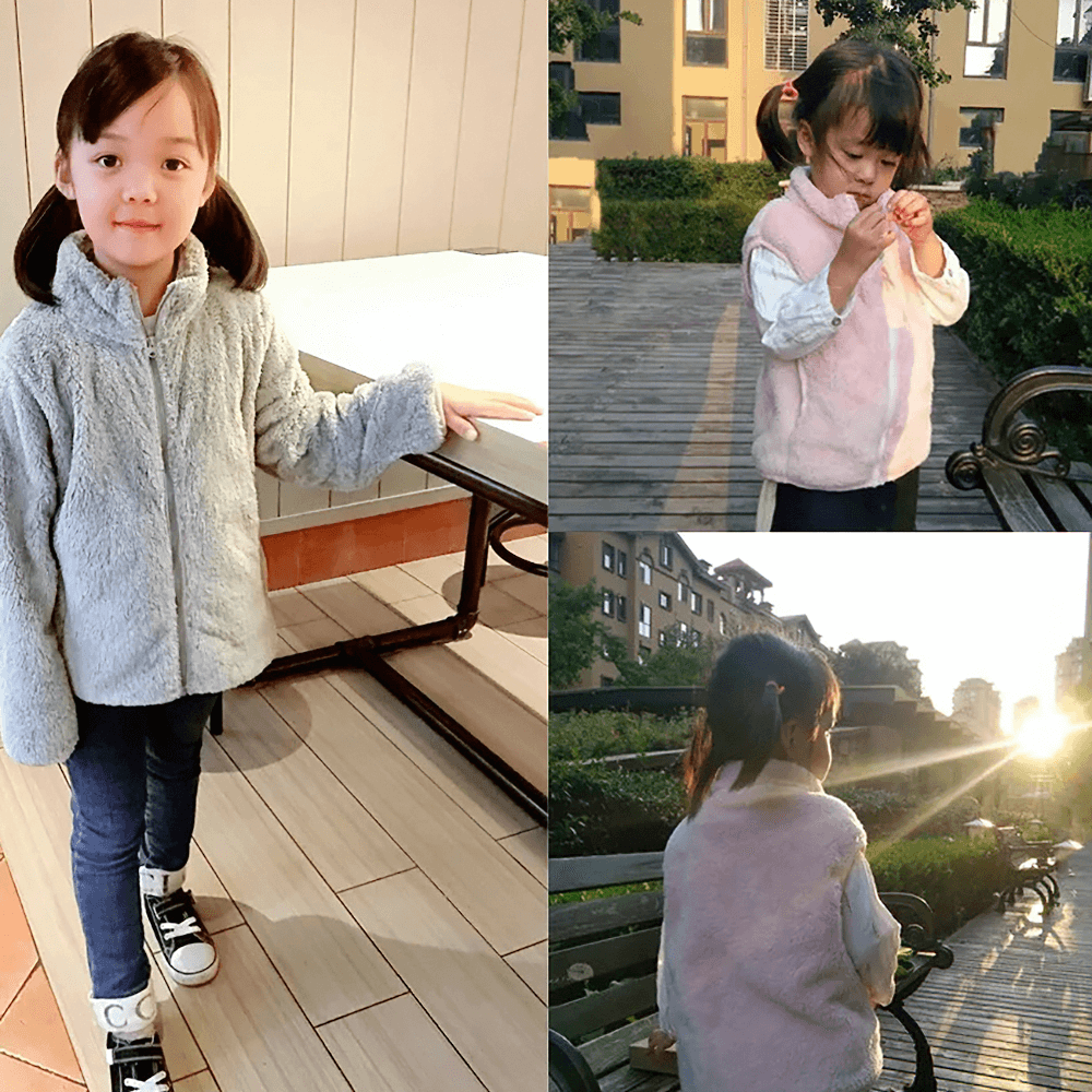 Kid wearing Kid's Zip-Up Polar Fleece Jackets That Keep Warm - SF3548, ideal for cozy comfort in cold weather.