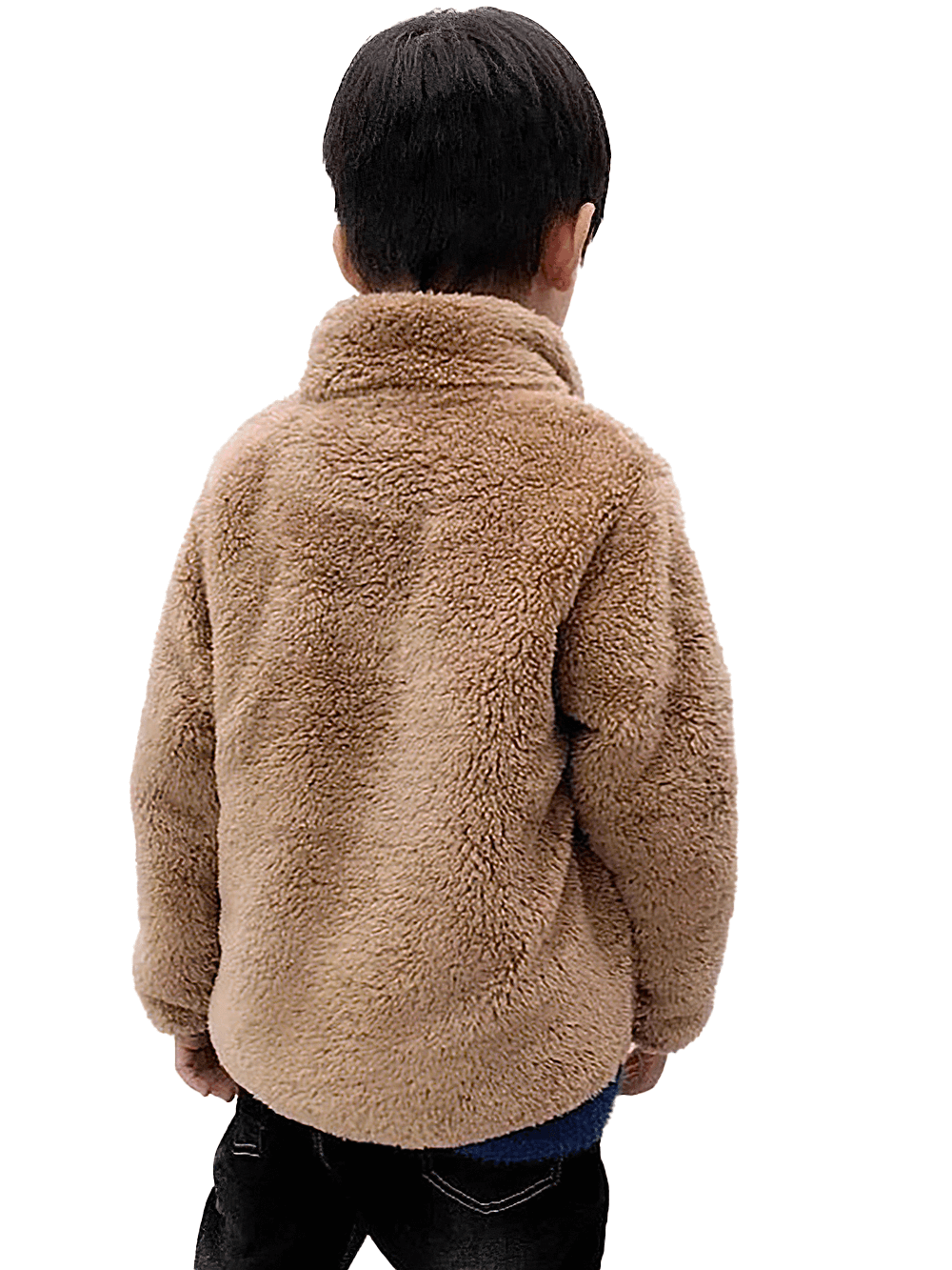 Child wearing Kid's Zip-Up Polar Fleece Jackets That Keep Warm - SF3548, showcasing cozy back view.
